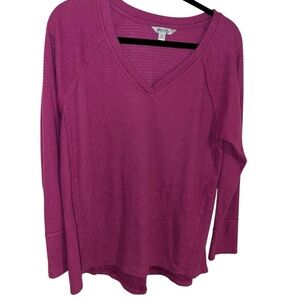 Wildfox super soft V-Neck Sweater fuchsia pink purple Long Sleeve Knit M